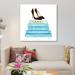 East Urban Home 'Stack of Teal Fashion Books w/ Shoes' Graphic Art Print on Canvas Canvas/Paper, in Blue/White | 26 H x 26 W x 1.5 D in | Wayfair