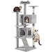 Light Gray Plush Cat Tree with 2 Condos, 70" H, 39.7 LBS