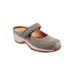 Wide Width Women's Arcadia Adjustable Clog by SoftWalk in Cement (Size 9 1/2 W)