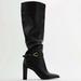 Zara Shoes | Hot New Leather Zara’s Knee High Boots!! | Color: Black/Gold | Size: 8