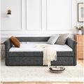 Red Barrel Studio® Daybed w/ Trundle Upholstered Tufted Sofa Bed, w/ Button & Nail On ArmsFull Daybed & Twin Trundle | Wayfair