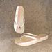 Michael Kors Shoes | Michael Kors-Flip Flops/Thongs Sandals-Warm Beige-Rose Gold Logo-Sz 10-Excellent | Color: Cream/Gold | Size: 10