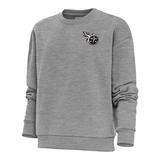 Women's Antigua Heather Gray Tennessee Titans Metallic Logo Victory Crewneck Pullover Sweatshirt