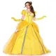 Robe longue jaune La Belle et la Bête pour adultes costume d'Halloween robe de princesse au