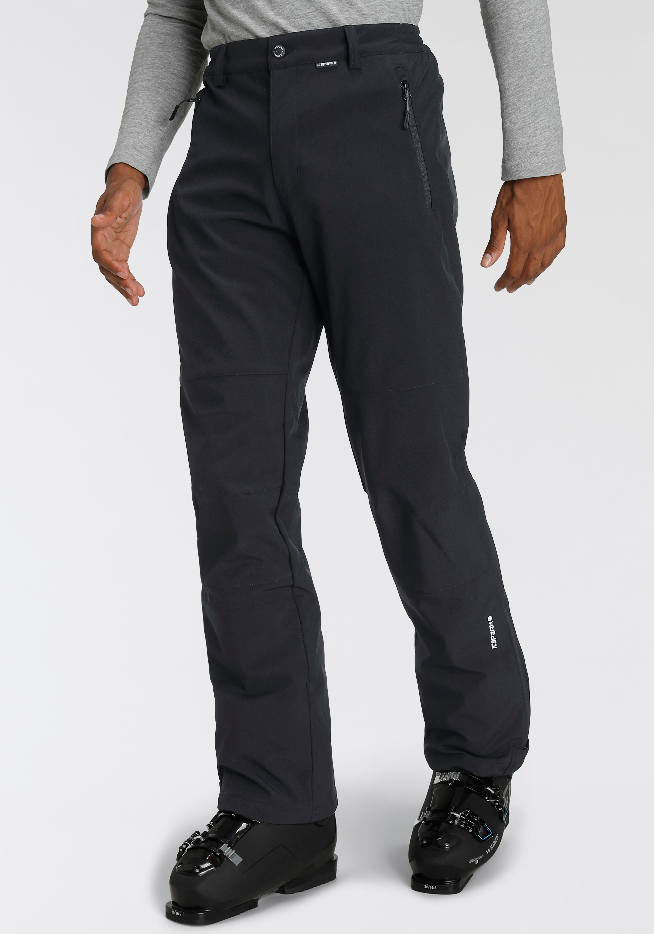 Skihose ICEPEAK "FRANKFURT", Herren, Gr. 48S, N-Gr, schwarz, Softshell, Obermaterial: 94% Polyester, 6% Elasthan. Innenseite: 100% Polyester, Hosen Image