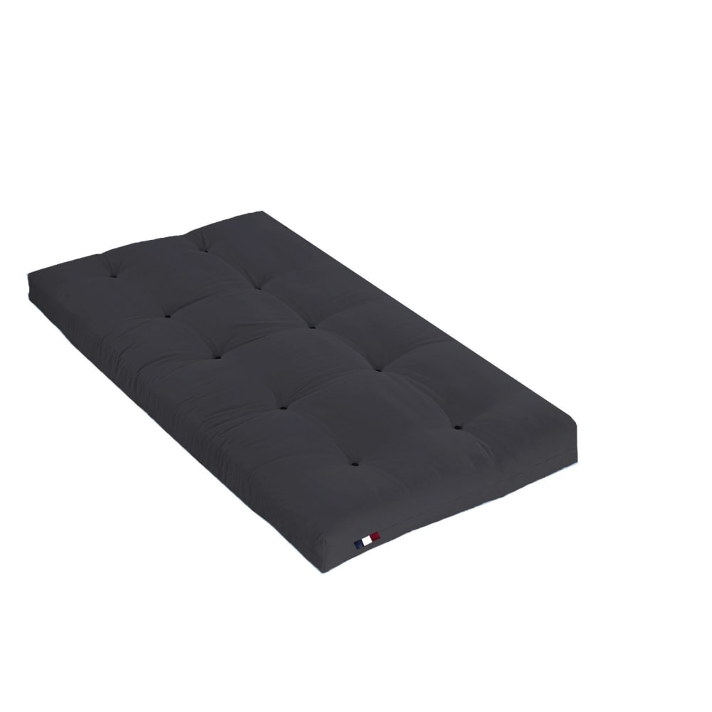 Matelas futon latex et fibres gris anthracite 90x190