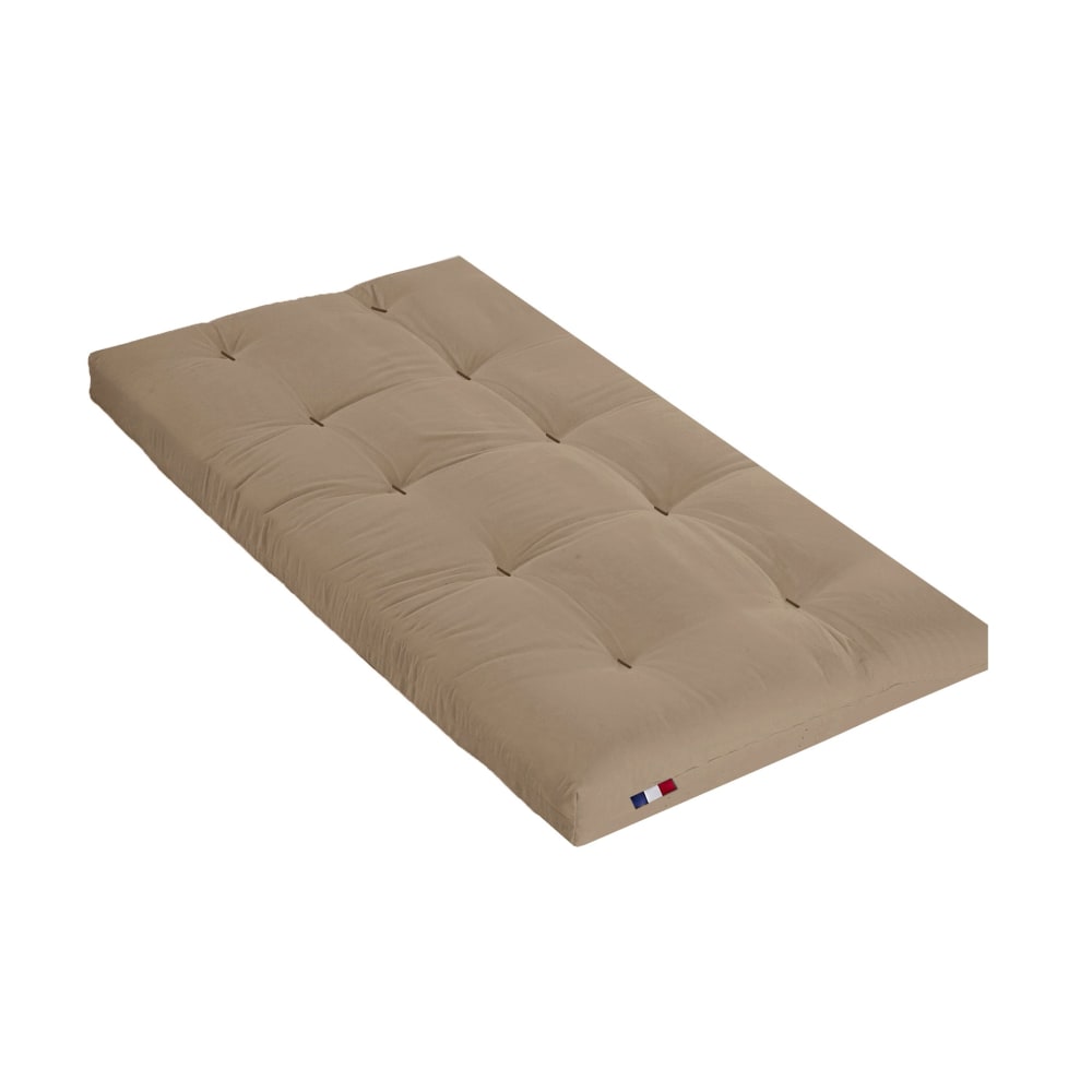 Matelas futon latex et fibres taupe 90x190