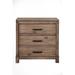 Rustically Designed Nightstand with 3 Drawers Brown