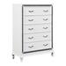 5 Drawer Wooden Chest with Encrusted Crystal Accent and Metal Pull, White