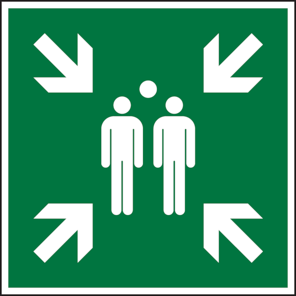 Rettungszeichen, Sammelstelle E007 - ASR A1.3 (DIN EN ISO 7010) - 500x500x0.6 mm Aluminium glatt, nachleuchtend Image