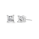 Women's Princesscut Square Diamond 4Prong Solitaire Stud Earrings In White Gold (G-H Color) by Haus of Brilliance in White