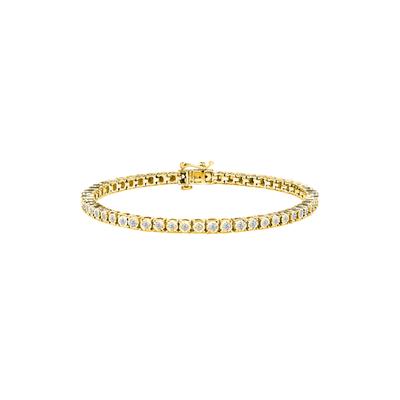 Women's Yellow Gold Plated Sterling Silver Miracleset Diamond Round Faceted Bezel Tennis Bracelet 6