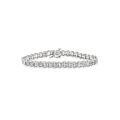 Women's Sterling Silver Diamond Chevron Link Tennis Bracelet by Haus of Brilliance in White