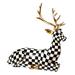 MacKenzie-Childs Courtly Check® Outdoor Resting Deer Resin in Black/White/Yellow | 34 H x 28 W x 17 D in | Wayfair 35509-0326