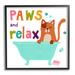 Stupell Industries Paws & Relax Cat Bathtub Bathroom Restful Phrase Giclee Texturized Art Set By June Erica Vess Canvas in Blue/White | Wayfair