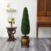 Primrue Boxwood Topiary Artificial Tree in Decorative Planter UV Resistant (Indoor/Outdoor) Wood/Plastic in Brown | 59 H x 11 W x 11 D in | Wayfair