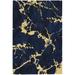 Black 69 x 45 x 0.5 in Area Rug - Everly Quinn Tegan Modern Blue Handmade Area Rug Polyester | 69 H x 45 W x 0.5 D in | Wayfair