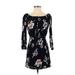 Kendall & Kylie Casual Dress - Mini: Black Floral Dresses - Women's Size Small