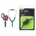 3M Littmann Classic III Stethoskop zur Überwachung, regenbogenfarbenes Bruststück, karibikblauer Schlauch, 69 cm, 5807 & 3M Littmann Stethoskop-Namensschild, Schwarz, 40007