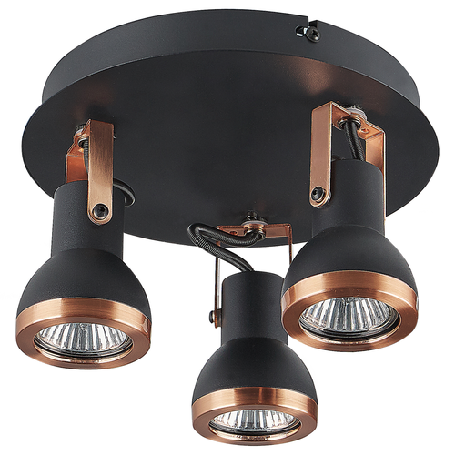 Deckenlampe Schwarz / Kupfer Metall 3-flammig In Matt Verstellbar Glockenform Industrie Look Modernes Design