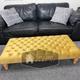 Extra Large Mustard Gold Plush Velvet Chesterfield Footstool Coffee table.