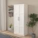 High wardrobe and kitchen cabinet with 2 doors and 3 partitions to separate 4 storage spaces,white