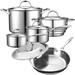 Cooks Standard Multi-Ply Full Clad Stainless Steel Cookware Set w/ Fry Pan 10-Piece Stainless Steel in Gray | 12 W in | Wayfair 00235