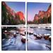 Loon Peak® Yosemite Valley At Dusk - Landscape Canvas Wall Art Print 4 Piece Set Canvas in Blue/Brown/Indigo | 32 H x 32 W x 1 D in | Wayfair