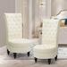 Side Chair - Charlton Home® Annigje 24.6" W Velvet Side Chair Velvet in White/Brown | 46 H x 24.6 W x 31.4 D in | Wayfair