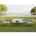 Millwood Pines Enochville Outdoor Seating Group 4 Piece Bench w/ Cushions Wood/Natural Hardwoods/Teak in Brown/White/Yellow | Wayfair