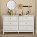Lark Manor™ Anyan 6 Drawer 55.11" W Double Dresser w/ Mirror Wood in White | 31.49 H x 55.11 W x 15.74 D in | Wayfair