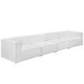 White Sectional - Mingle 4 Piece Upholstered Fabric Sectional Sofa Set by Modway Polyester | 27 H x 156 W x 37 D in | Wayfair EEI-2829-WHI