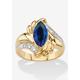 Women's 2.28 Cttw. Marquise-Cut Simulated Blue Sapphire And Cz Gold-Plated Ring by PalmBeach Jewelry in Sapphire (Size 6)
