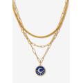 Women's Yellow Gold Ion-Plated Stainless Steel 3-Strand Layered Necklace Set With Celestial Pendant by PalmBeach Jewelry in Gold