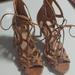 Jessica Simpson Shoes | Jessica Simpson Leather Strap Up Open Toe Heels With 4.5 Inches | Color: Tan | Size: 10