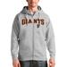 Men's Antigua Heather Gray San Francisco Giants Team Logo Victory Full-Zip Hoodie