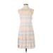 Vestique Casual Dress - A-Line High Neck Sleeveless: Ivory Print Dresses - Women's Size Small