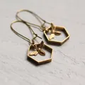 Boucles d'oreilles hexagonales géométriques plaquées or pour femmes boucles d'oreilles pendantes