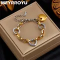 MEYRROYU – Bracelet à chaîne en acier inoxydable 316 couleur or métal bleu émail pour femmes