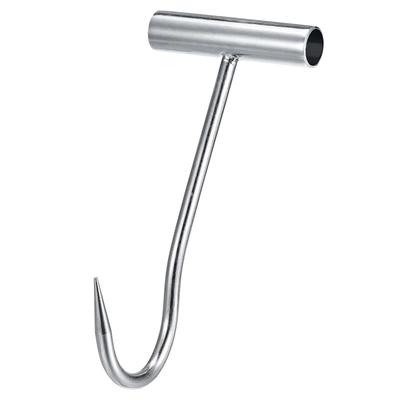 8"(200mm) T-Handle Meat Boning Hook, Galvanized Curved T Hooks for Butcher - Silver Tone