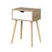 Modern Nightstand with 1 Drawer and Rubber Wood Legs