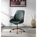 Vintage Swivel Leather Office Chair(360 Degree)Adjustable Seat Striped Backrest Desk Chairs with Wooden Armrest Top & Casters