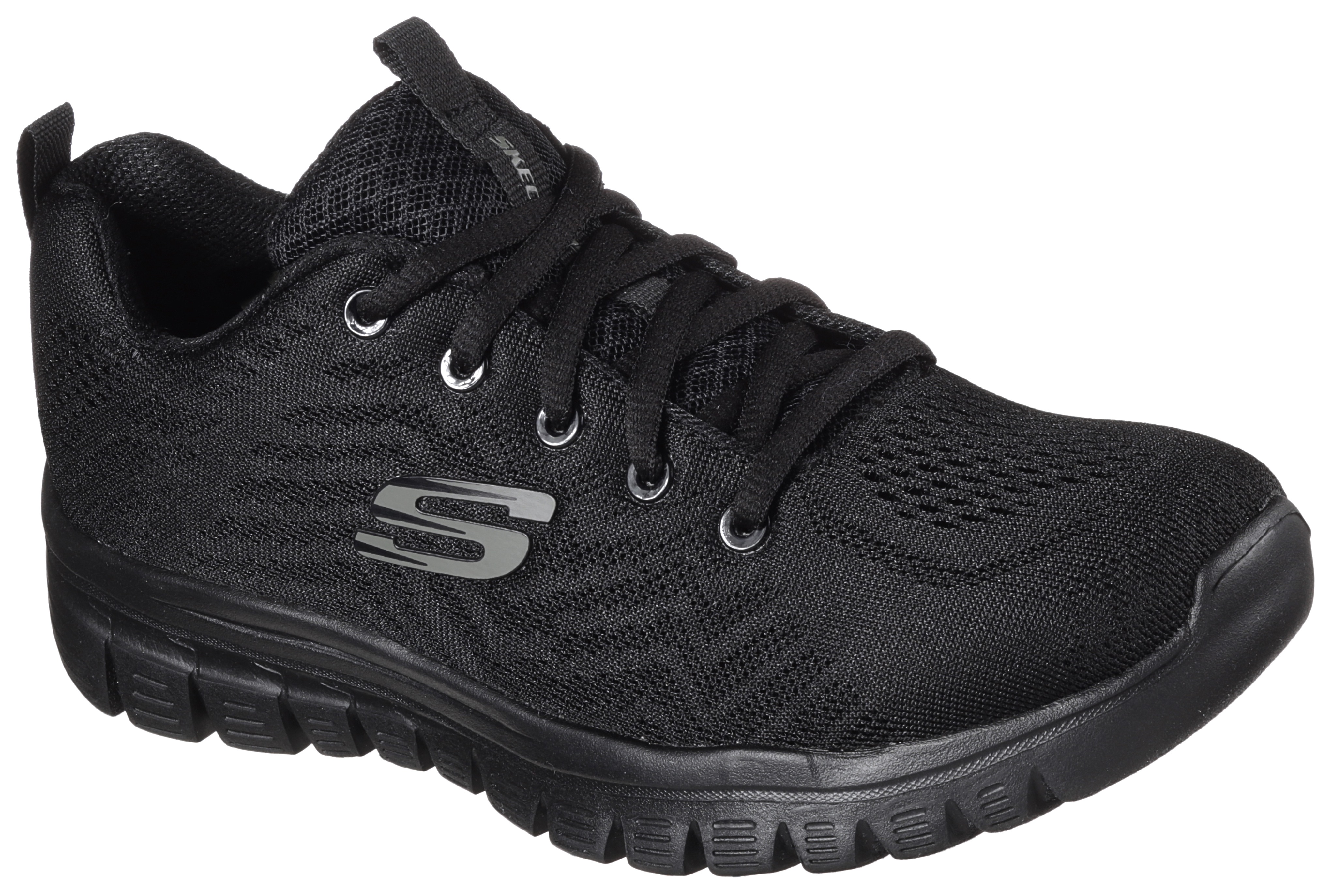 Sneaker SKECHERS "GRACEFUL - GET CONNECTED", Damen, Gr. 36, schwarz, Textil, Schuhe Sneaker, Freizeitschuh, Halbschuh, Schnürschuh in Schuhweite G (weit), Topseller