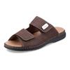 Pantolette RIEKER, Herren, Gr. 41, braun (dunkelbraun), Nubukleder, klassisch, Schuhe, Klettschuh, Sandale, Sommerschuh mit praktischem Klettverschluss, Topseller