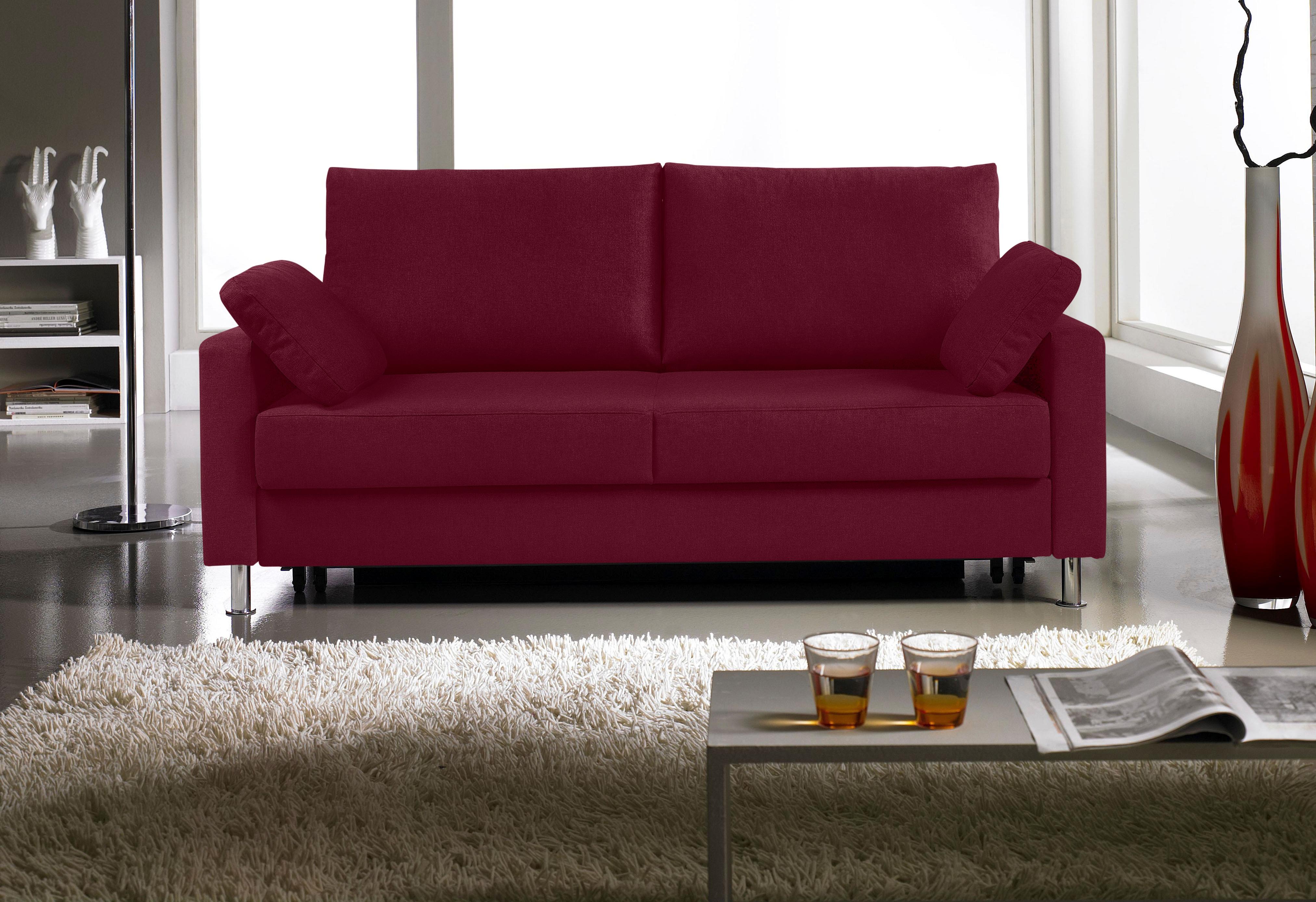 Schlafsofa BALI "FLEXA, Sitzen / Relaxen / Schlafen", rot (dunkelrot), B:166cm H:90cm T:95cm, Sofas, Schlafsofa, – Schlafsofa „Made in Germany“