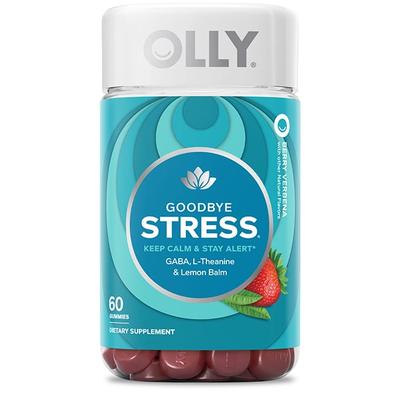OLLY Goodbye Stress� - 60 Gummies - Anxiety & Stress Relief - With L-Theanine, Lemon Balm & GABA - Gummy Supplement - Flavor: Berry Verbena