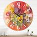 East Urban Home Tulips Bouquet w/ Yellow & Red Flowers - Farmhouse wall clock Metal in White | 36 H x 36 W x 1 D in | Wayfair