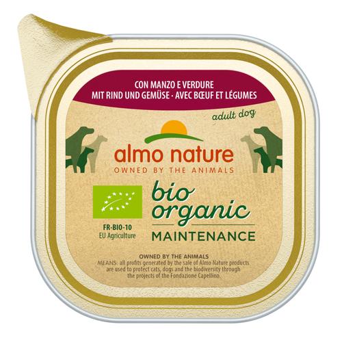 Sparpaket Almo Nature BioOrganic Maintenance 12 x 100 g – Mix (Bio Kalb & Bio Gemüse, Bio Rind & Bio Gemüse)