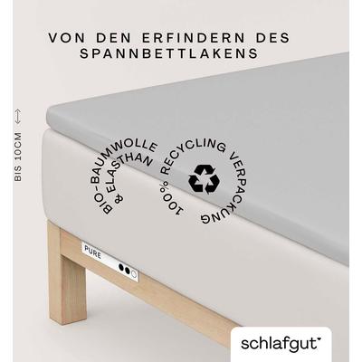 Spannbettlaken SCHLAFGUT "PURE TOPPER in Gr. 90x200, 140x200 oder 180x200 cm, Laken für Topper", grau (grau light), B:14