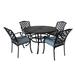 Aluminum 5-Piece Round Dining Set With 4 Arm Chairs